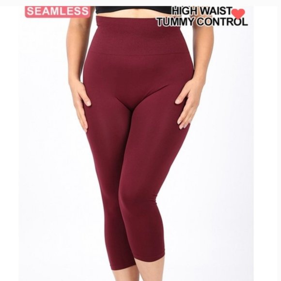 Pants - PLUS SIZE high waist tummy control capri leggings 3X